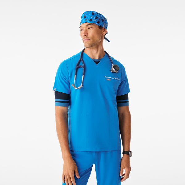 Blue Horizon Scrub In Print FIGS Scrub Cap With Buttonholes