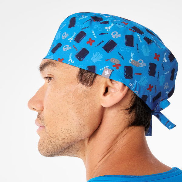 Blue Horizon Scrub In Print FIGS Scrub Cap With Buttonholes