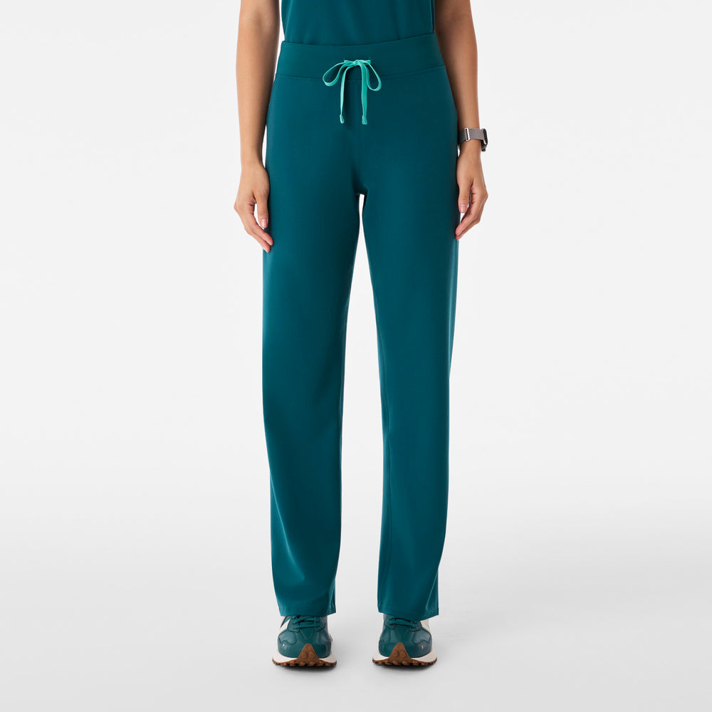 Women's Caribbean Blue Livingston High-Rise- Petite Straight-Leg Scrub Pant™
