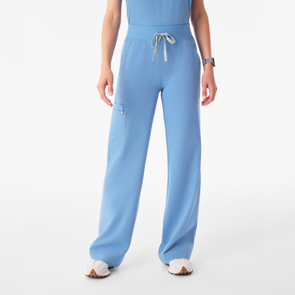 Women's Ceil Blue Isabel High-Rise Wide-Leg - Petite Scrub Pant