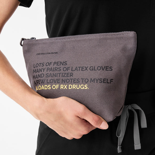 Unisex Dark Grey FIGS Canvas Pouch