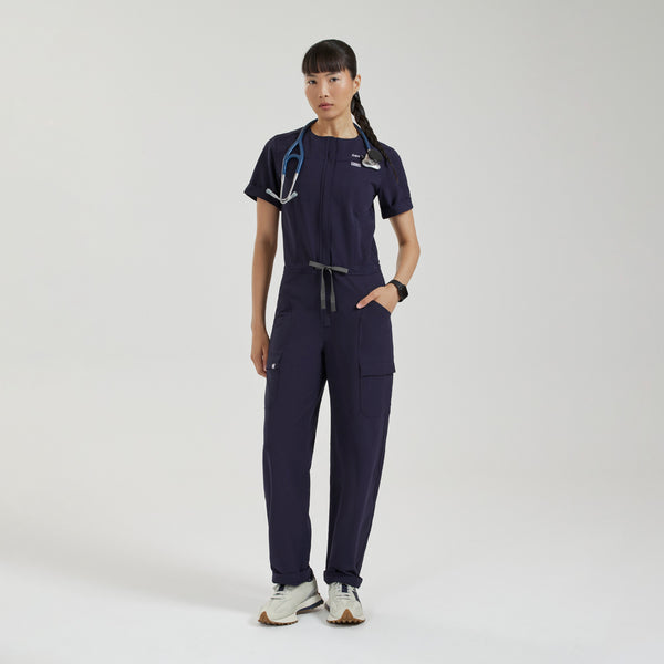 Women's Navy Castella FIBREx Barrel-Leg - Tall ScrubJumpsuit™