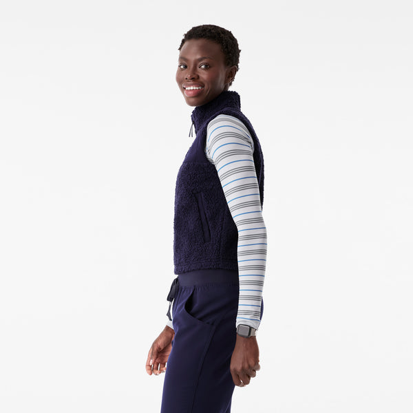 Women's Navy High-Pile Vest