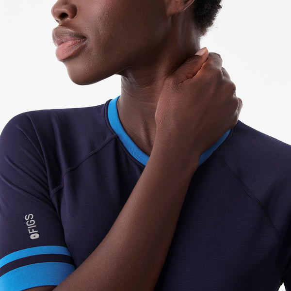 Women's Navy Salta Striped - Short-Sleeve Underscrub