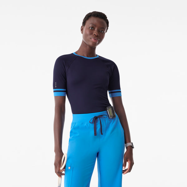 Women's Navy Salta Striped - Short-Sleeve Underscrub