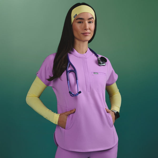 women's Wild Iris Montex - Mock Neck Scrub Top