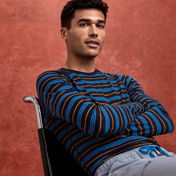 Men's Navy Makato Striped - Long-Sleeve Underscrub