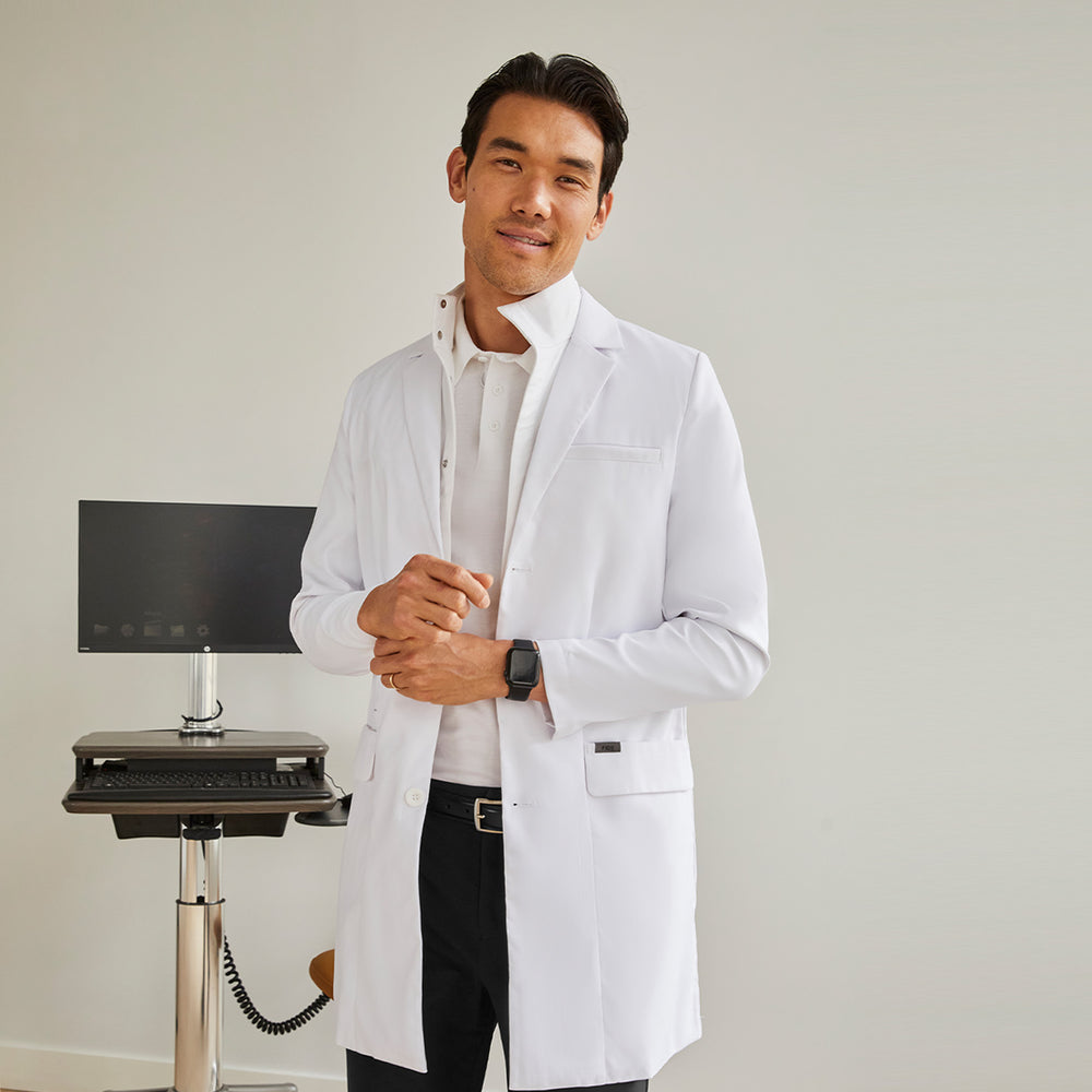 Men's White FIGSPRO™ High Collar Lab Coat