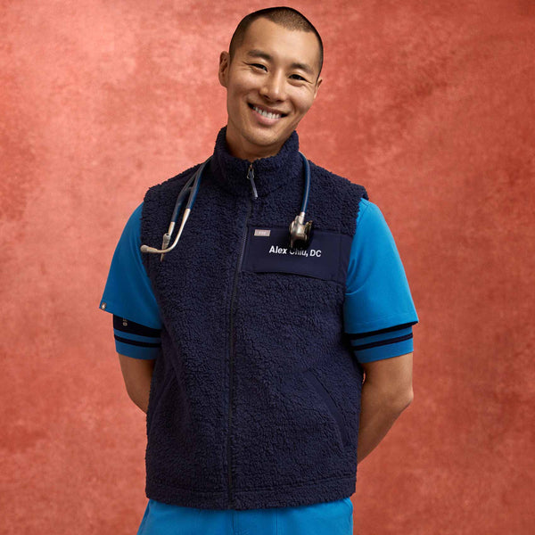 Men's Navy High-Pile Vest