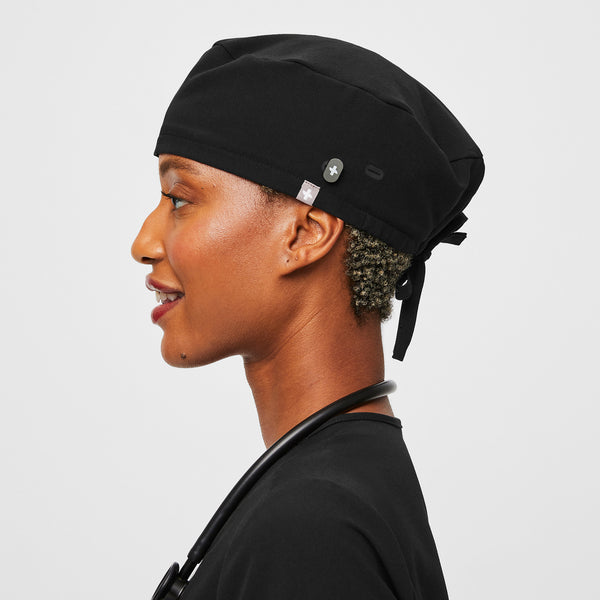 Black FIGS Scrub Cap With Buttonholes