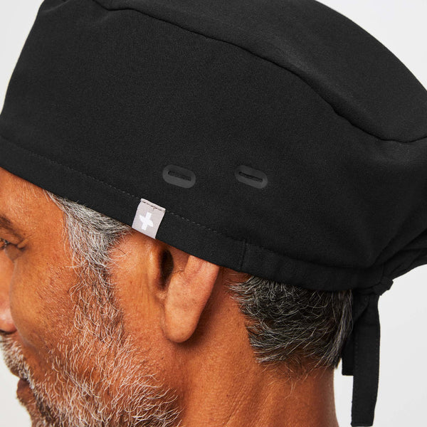Black FIGS Scrub Cap With Buttonholes