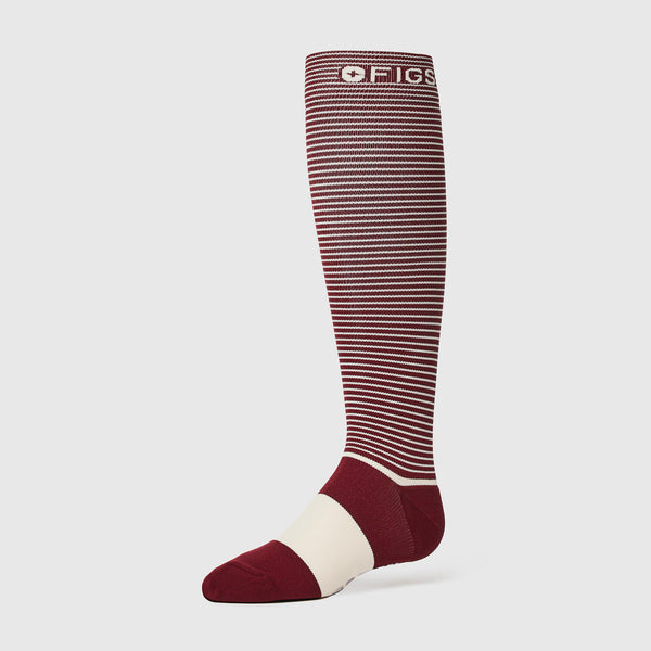Men's Burgundy Double Stripe - Compression Socks