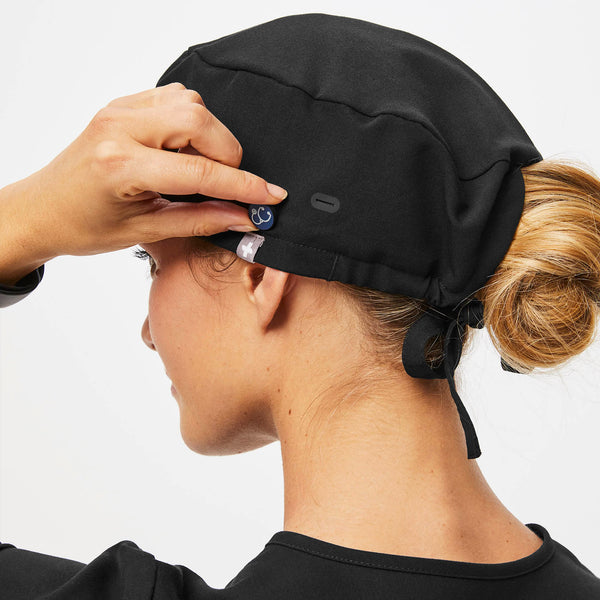 Black FIGS Scrub Cap With Buttonholes