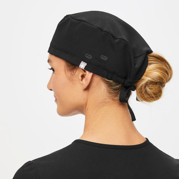 Black FIGS Scrub Cap With Buttonholes