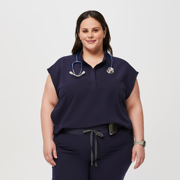 Women's Navy Rafaela™ - Oversized  Scrub Top (3XL - 6XL)