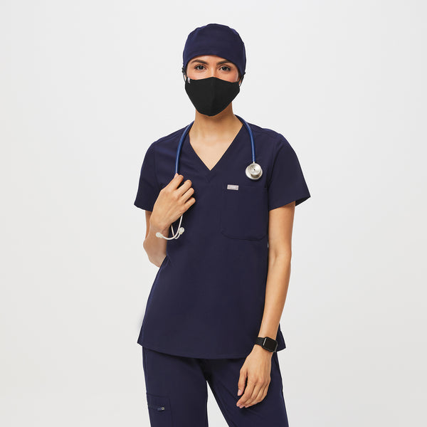 Navy FIGS Scrub Cap With Buttonholes