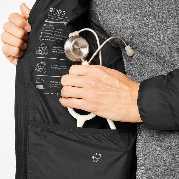 Men's Black Packable - Puffer Jacket