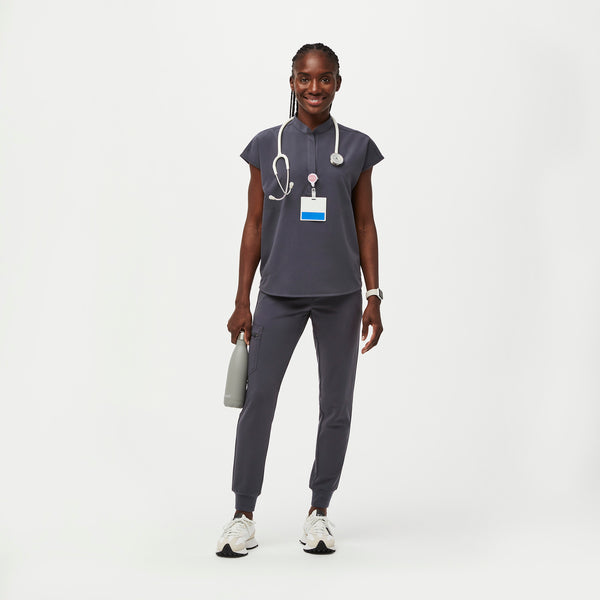 Women's Charcoal Rafaela™ - Oversized  Scrub Top (3XL - 6XL)