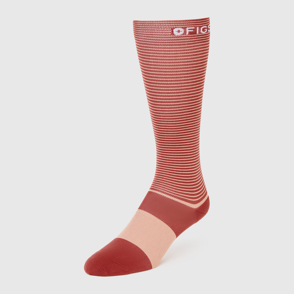 women's Mauve Mini Stripe - Compression Socks