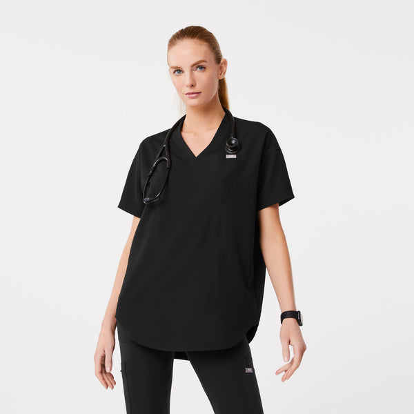 Women's Black Halle Short-Sleeve V-Neck Tunic - Scrub Top