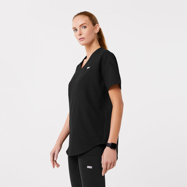 Women's Black Halle Short-Sleeve V-Neck Tunic - Scrub Top