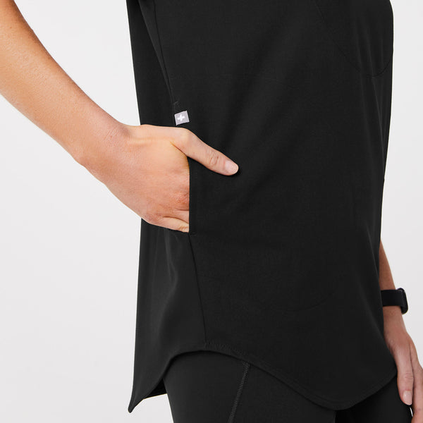 Women's Black Halle Short-Sleeve V-Neck Tunic - Scrub Top