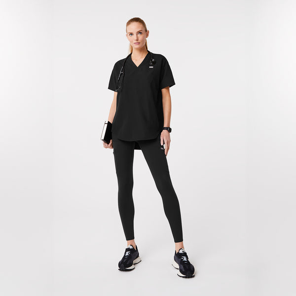 Women's Black Halle Short-Sleeve V-Neck Tunic - Scrub Top
