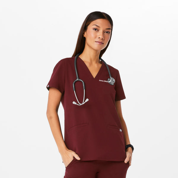 Women's Burgundy Casma -  Scrub Top