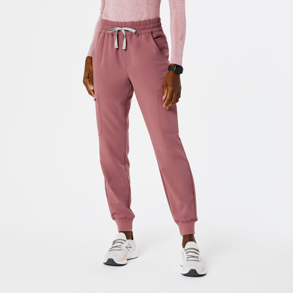 women's Mauve High Waisted Uman Relaxed - Petite Jogger Scrub Pants