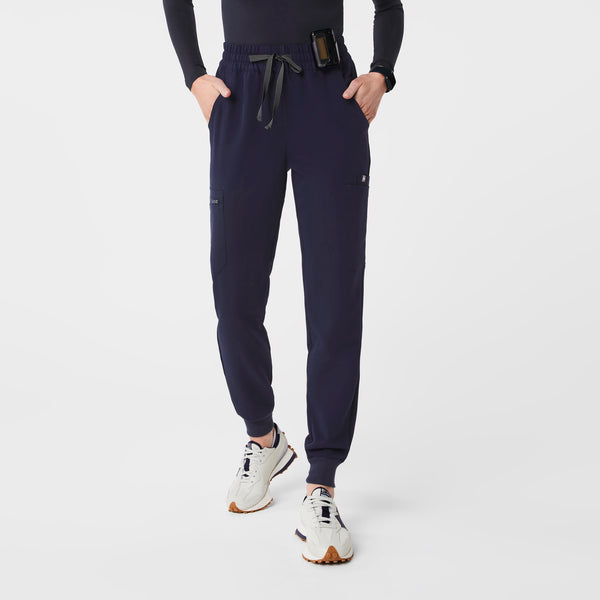 women's Navy High Waisted Uman Relaxed - Jogger Scrub Pants