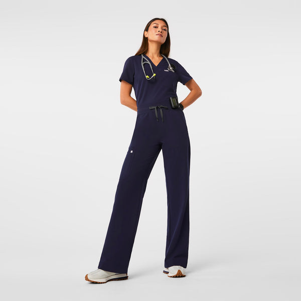 Women's Navy Isabel High-Rise Wide-Leg - Petite Scrub Pant