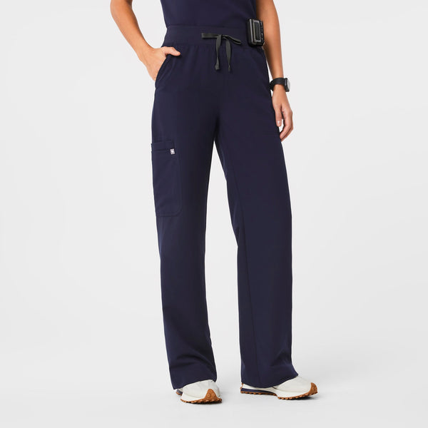Women's Navy Isabel High-Rise Wide-Leg - Petite Scrub Pant