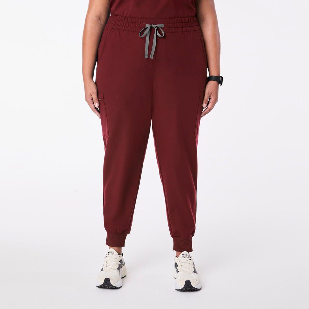 women's Burgundy High Waisted Uman Relaxed - Tall Jogger Scrub Pant (3XL-6XL)