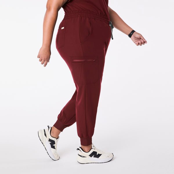 women's Burgundy High Waisted Uman Relaxed - Tall Jogger Scrub Pant (3XL-6XL)