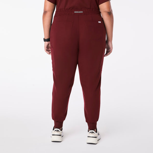 women's Burgundy High Waisted Uman Relaxed - Tall Jogger Scrub Pant (3XL-6XL)