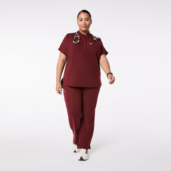 Women's Burgundy Montex Relaxed Scrub Top (3XL-6XL)