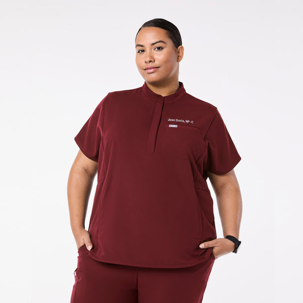Women's Burgundy Montex Relaxed Scrub Top (3XL-6XL)