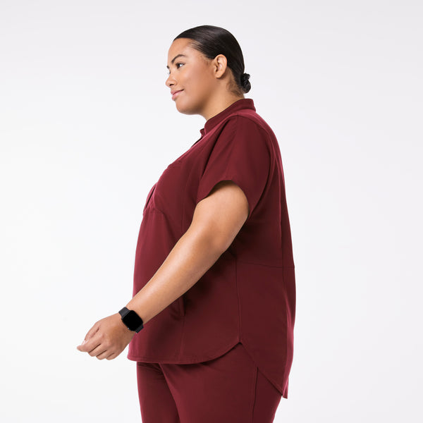 Women's Burgundy Montex Relaxed Scrub Top (3XL-6XL)