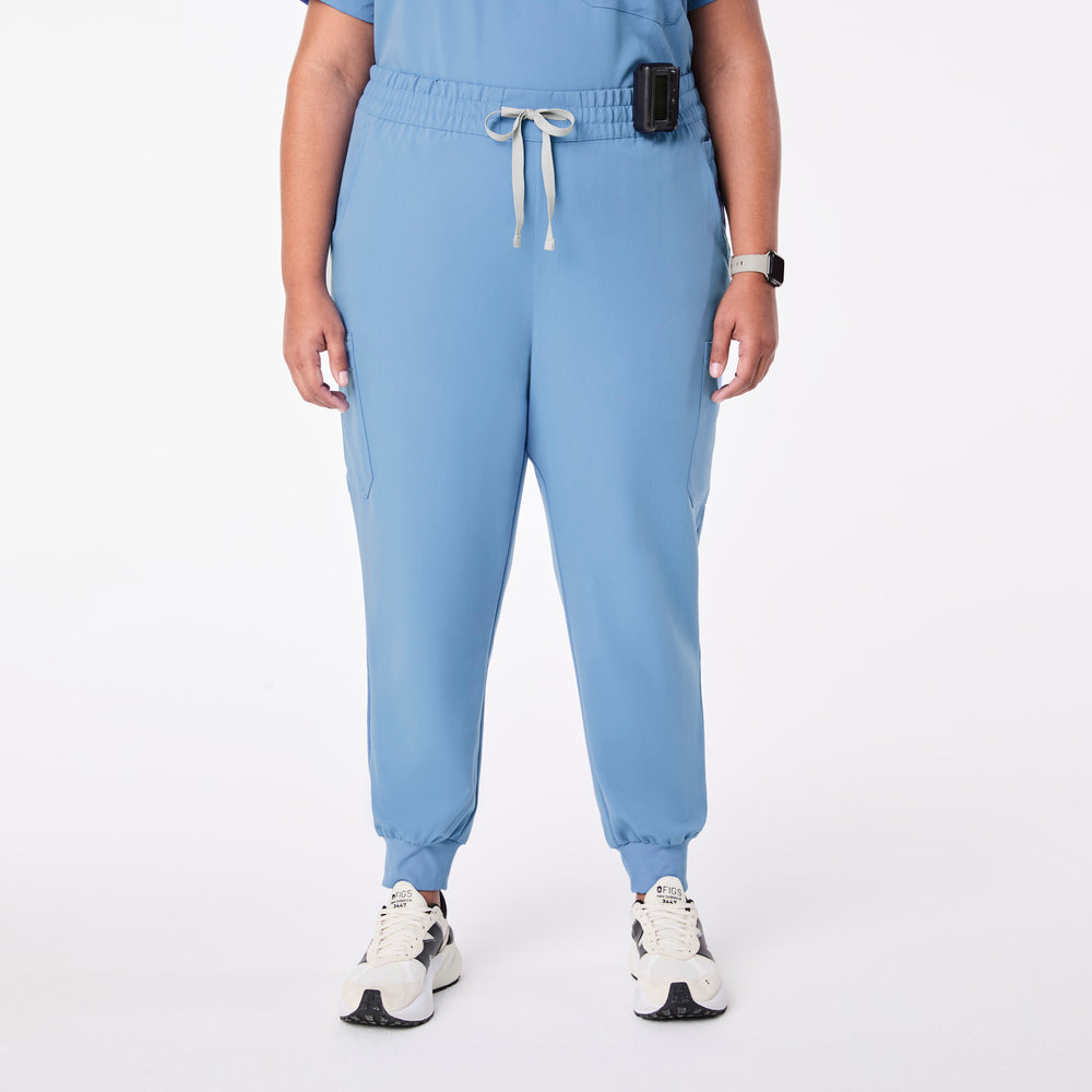 women's Ceil Blue High Waisted Uman Relaxed - Jogger Scrub Pant (3XL-6XL)
