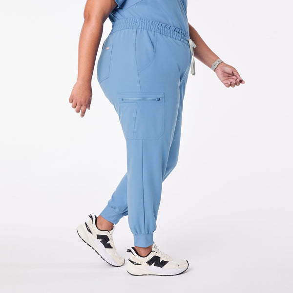 women's Ceil Blue High Waisted Uman Relaxed - Tall Jogger Scrub Pant (3XL-6XL)