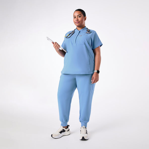 Women's Ceil Blue Montex Relaxed Scrub Top (3XL-6XL)
