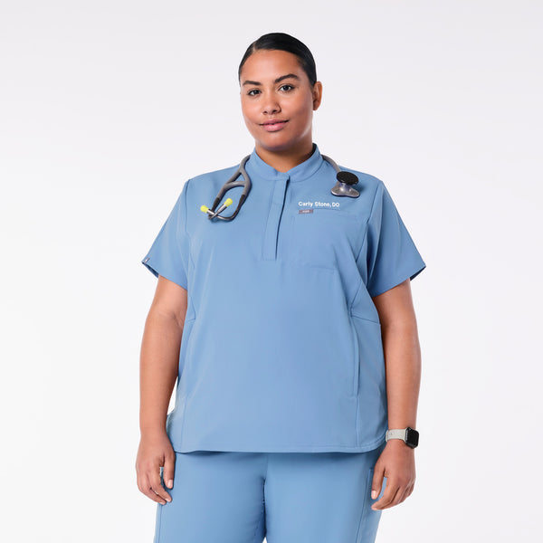 Women's Ceil Blue Montex Relaxed Scrub Top (3XL-6XL)