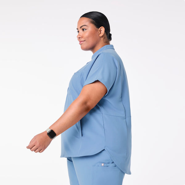 Women's Ceil Blue Montex Relaxed Scrub Top (3XL-6XL)