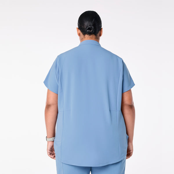 Women's Ceil Blue Montex Relaxed Scrub Top (3XL-6XL)