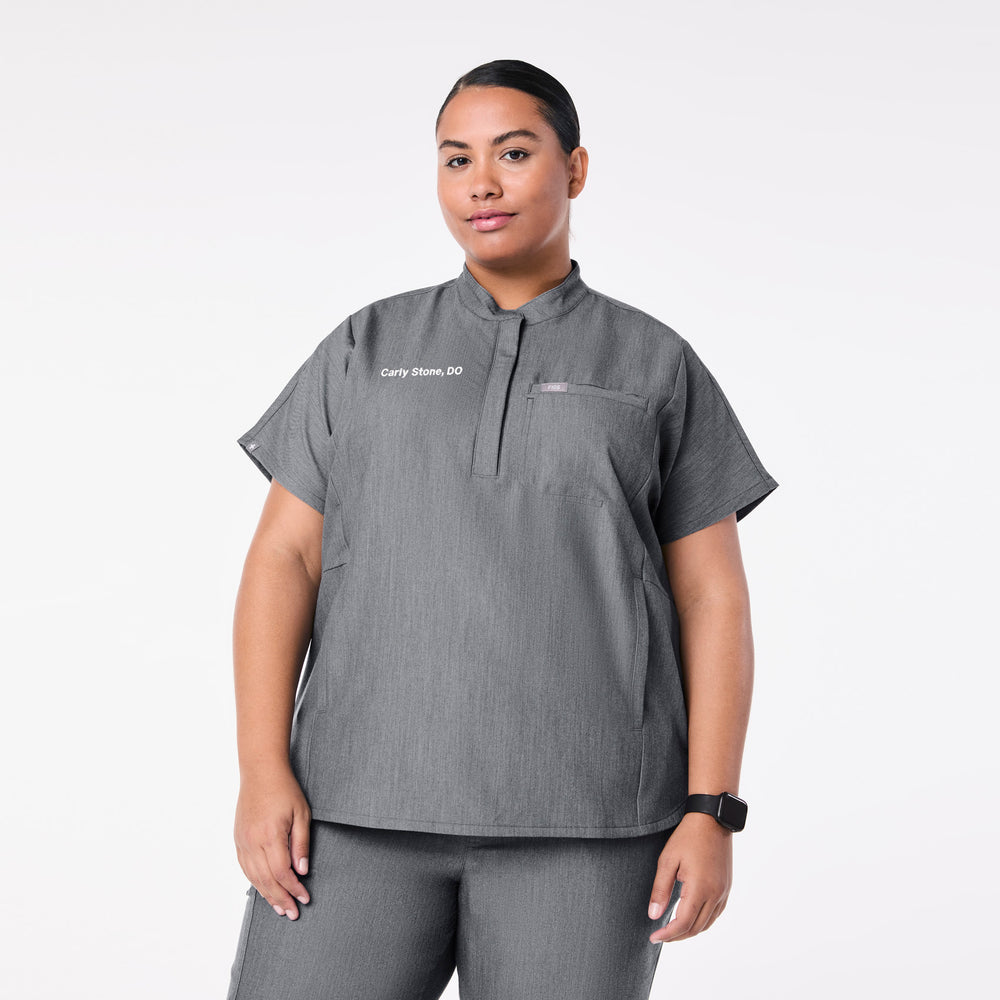 women's Graphite Montex - Mock Neck Scrub Top (3XL-6XL)