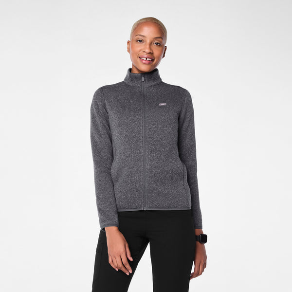 Women's Heather Dark Charcoal On-Shift Two-Pocket - Sweater-Knit Jacket™