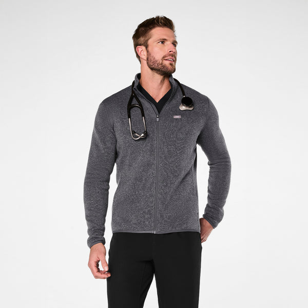 Men's Heather Dark Charcoal On-Shift Two-Pocket - Sweater-Knit Jacket™