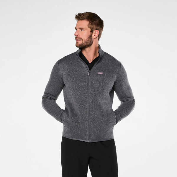 Men's Heather Dark Charcoal On-Shift Two-Pocket - Sweater-Knit Jacket™
