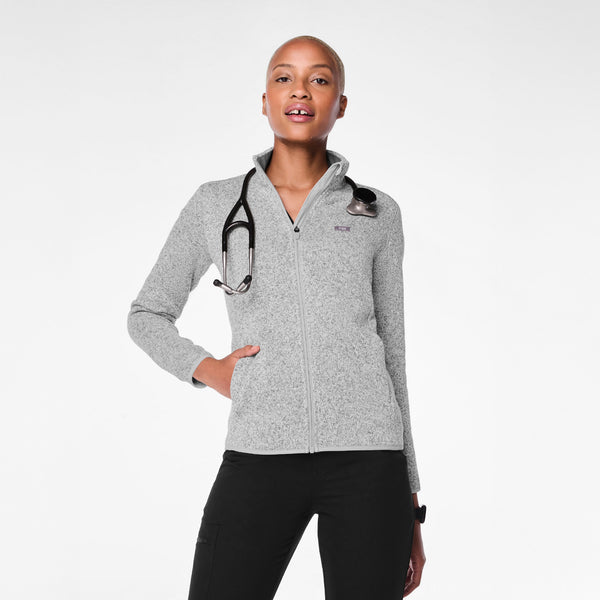 Women's Heather Light Grey On-Shift Two-Pocket - Sweater-Knit Jacket™