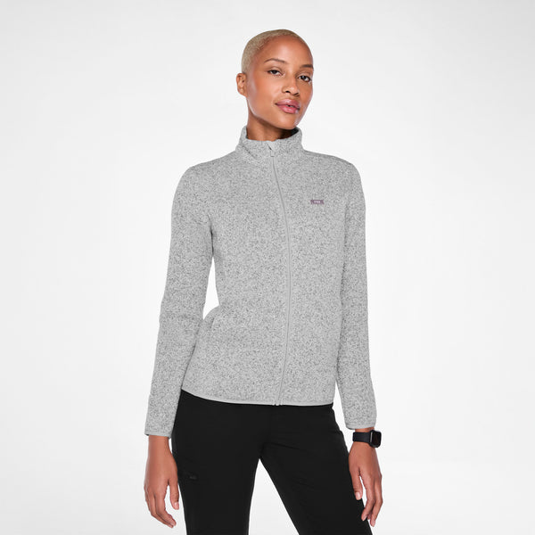 Women's Heather Light Grey On-Shift Two-Pocket - Sweater-Knit Jacket™